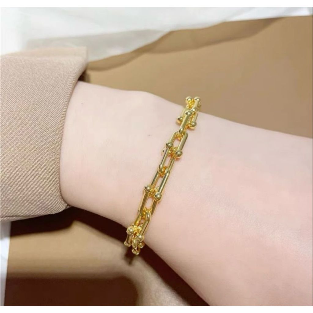 Gelang rantai Emas titanium Terbaru rantai Model Kotak