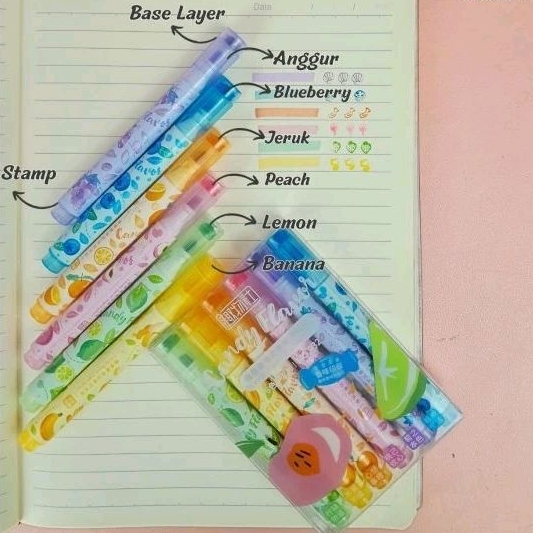 

Highlighter 6 Color - Highlighter Plus Stamp - Highlighter 6 Warna - Highlighter Lucu - Penanda Tulisan 6 Warna - Penanda 6 Warna
