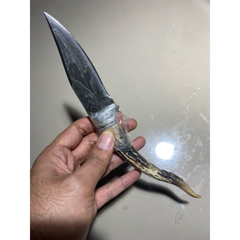 hunting knive damaskus baja tanduk rusa