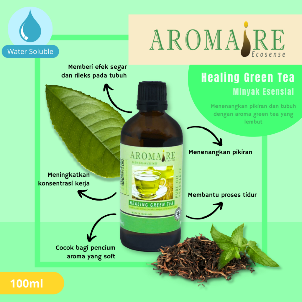Minyak Essential Oil Aromaire Essense Daun "Healing Green Tea" 100ml Aromaterapi Pengharum Ruangan A