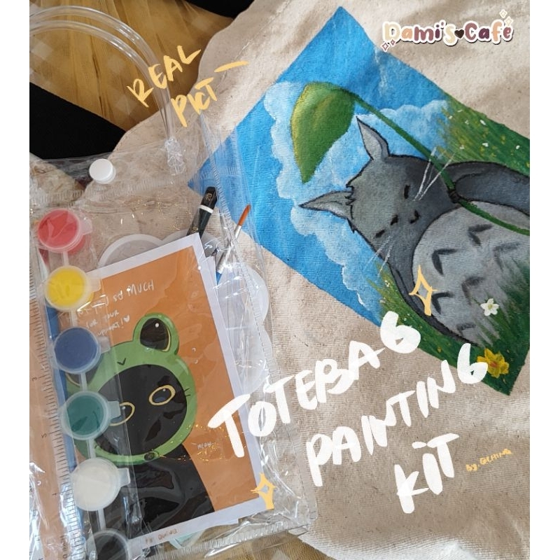 

[ Dami's Cafe ] TOTEBAG PAINTING KIT KANVAS PREMIUM | Beginner Friendly | DIY Melukis