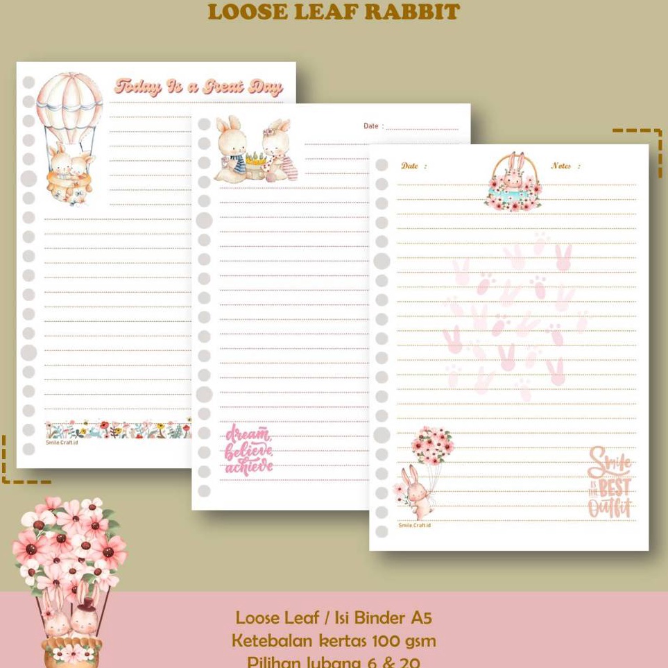 

Bestseller KES LOOSE LEAF ISI BINDER REFILL NOTEBOOK A5 KARAKTER RABBIT 1 GSM