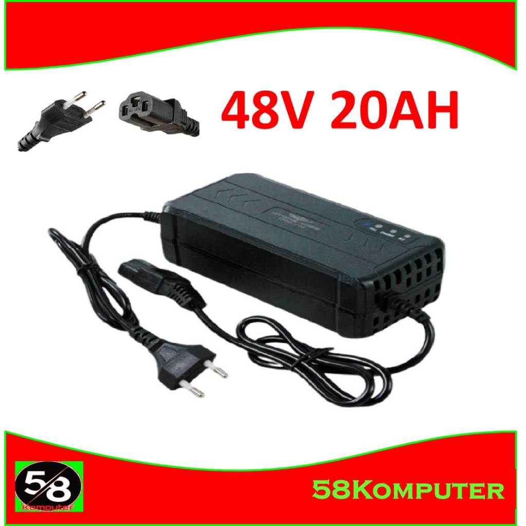Alat Charger Baterai Aki Motor Skuter Elektrik 48V 20Ah Led Acid Charger Batterai Sepeda Listrik Cas