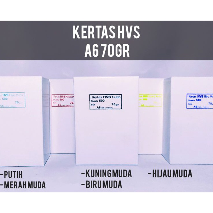 

Dijual Kes HVS A6 7 Gr Warna Putih Merah muda Hijau muda Biru mudaKuning Harga 1 Rim Kes Cetak Resi Kes Resi Online Shop