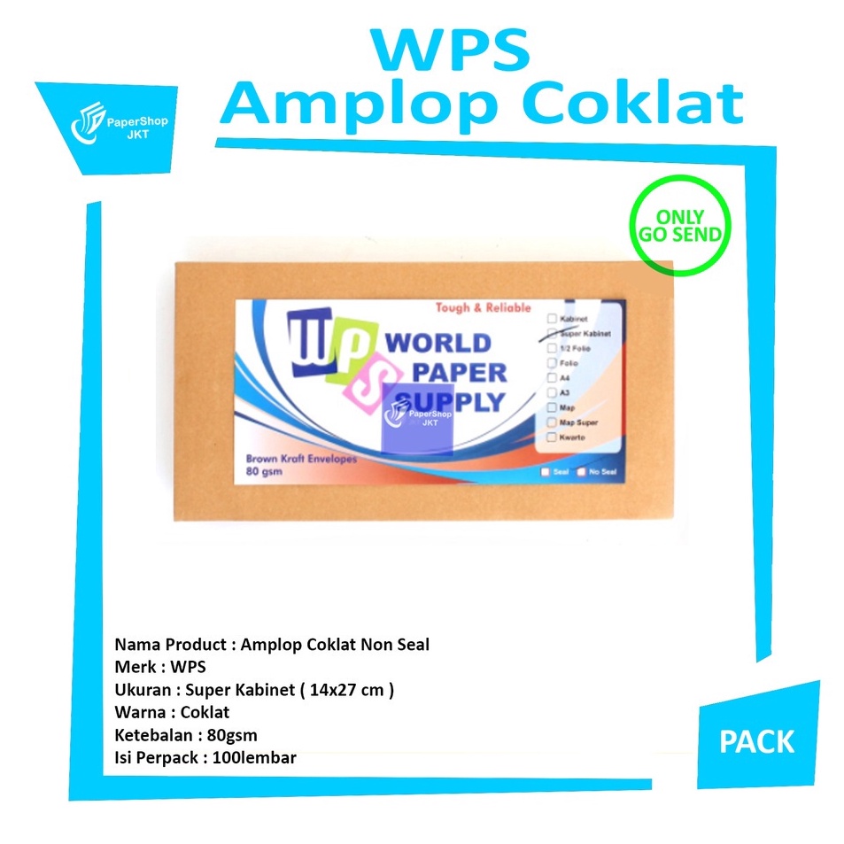 

Seller WPS Amplop Coklat Ukuran Super Kabinet 14 x27 cm 1 Lembar Pack