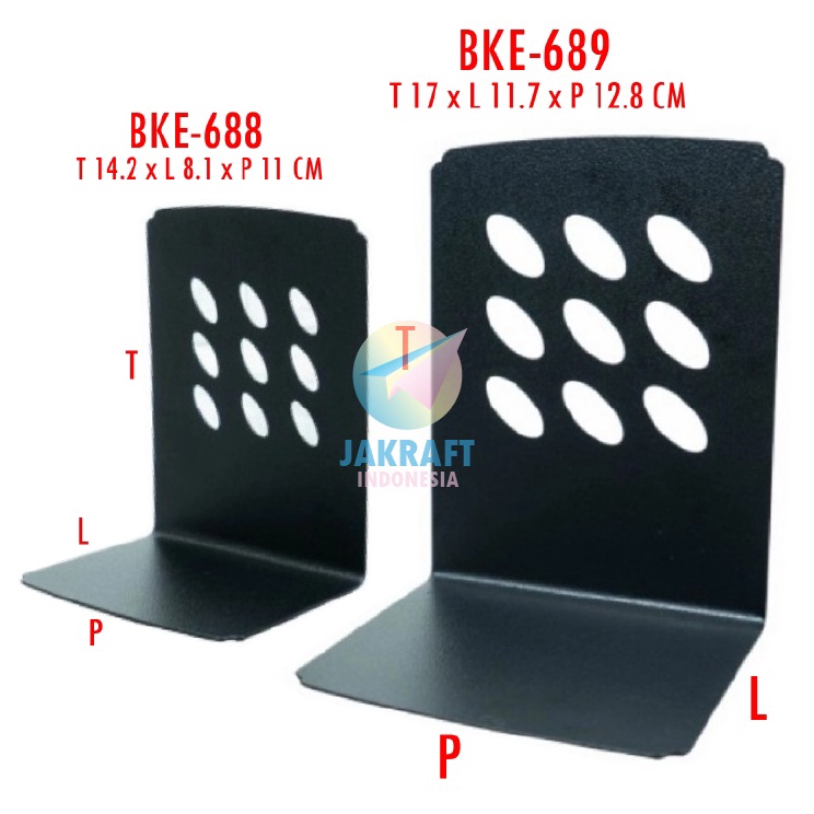 

1 Pcs Book End Besi JOYKO Sedang BKE688 Besar BKE689 Stand Pembatas Penahan Buku Hitam Black Tebal Kokoh