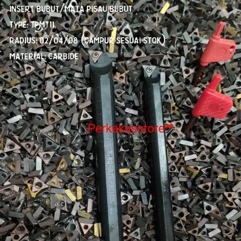 Insert TPMT11 untuk finising besi biar kilap.insert bubut/mata pisau bubut
