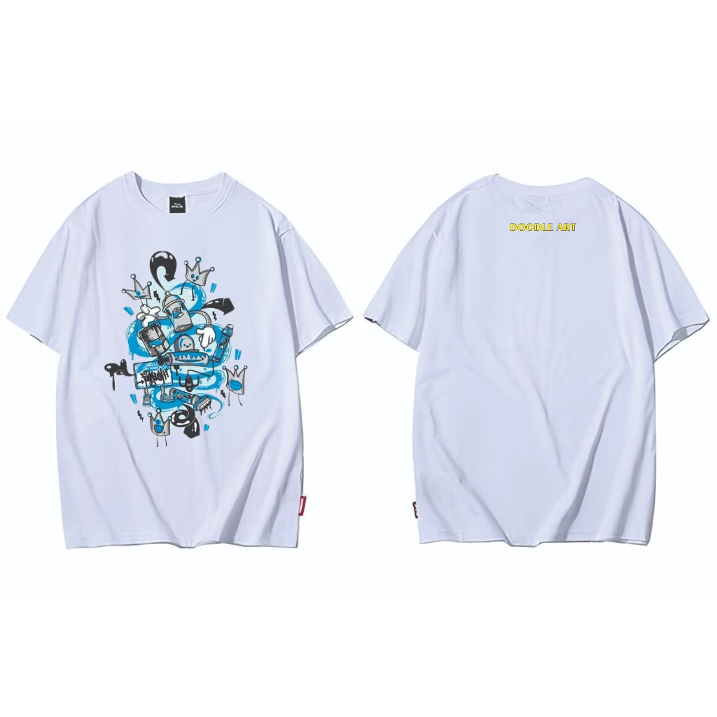 Kaos Distro Pria - Baju Doodle Art Lengan Pendek Pria Wanita Dewasa