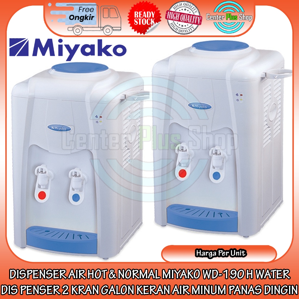 DISPENSER HOT & NORMAL MIYAKO WD-190 PH WATER DIS PENSER 2 KRAN KERAN AIR MINUM PANAS DINGIN DISFENS