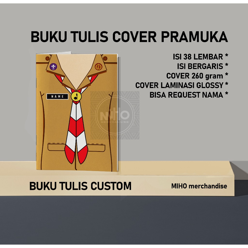 

BUKU TULIS SEKOLAH CUSTOM SERAGAM PRAMUKA CEWEK / UKURAN A5 / ISI KERTAS BISA CUSTOM