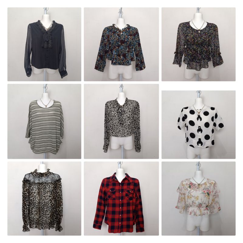 ATASAN BLOUSE BAJU WANITA MODERN KEKINIAN CROPTOP TUNIK RAJUT RAYON KATUN SIFON POLOS MOTIF LENGAN P