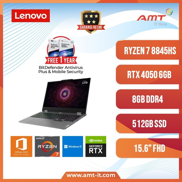 Lenovo Gaming LOQ 15AHP9 Ryzen 7 8845HS 8GB 512GB SSD RTX™4050 6GB 15.6" FHD