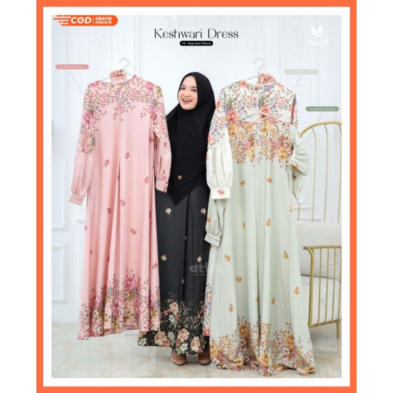 Gamis Muslimah Terbaru Orzala Lux Keshwari Dress by Attin Motif Abstrak