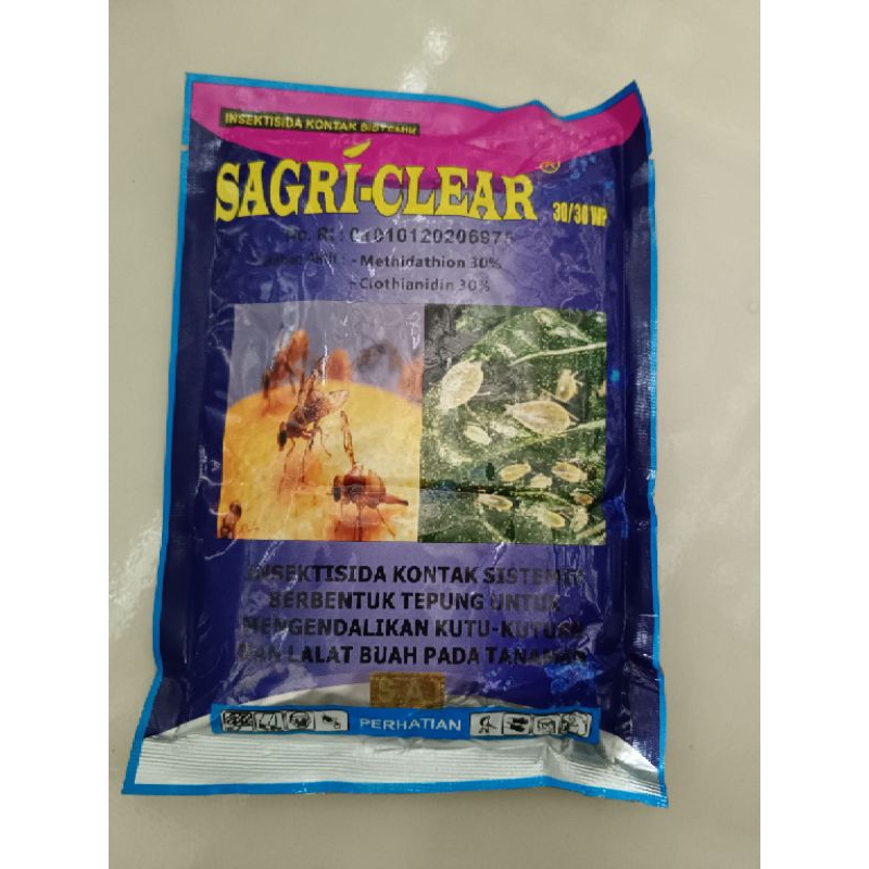 SAGRI CLEAR 30/30 WP Insektisida Kontak Sistemik 100 gram membasmi kutu-kutuan dan lalat buah pad ta