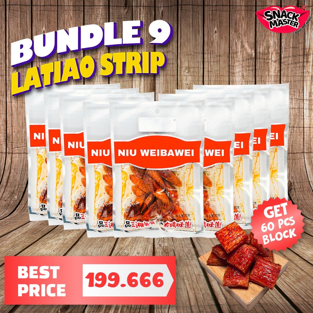 

[BUNDLE 6.6 SPECIAL] Latiao Strip Bundle 3/6/9 Pack Free LATIAO BLOCK | HALAL SNACK MURAH | Stik Mala Rasa Pedas