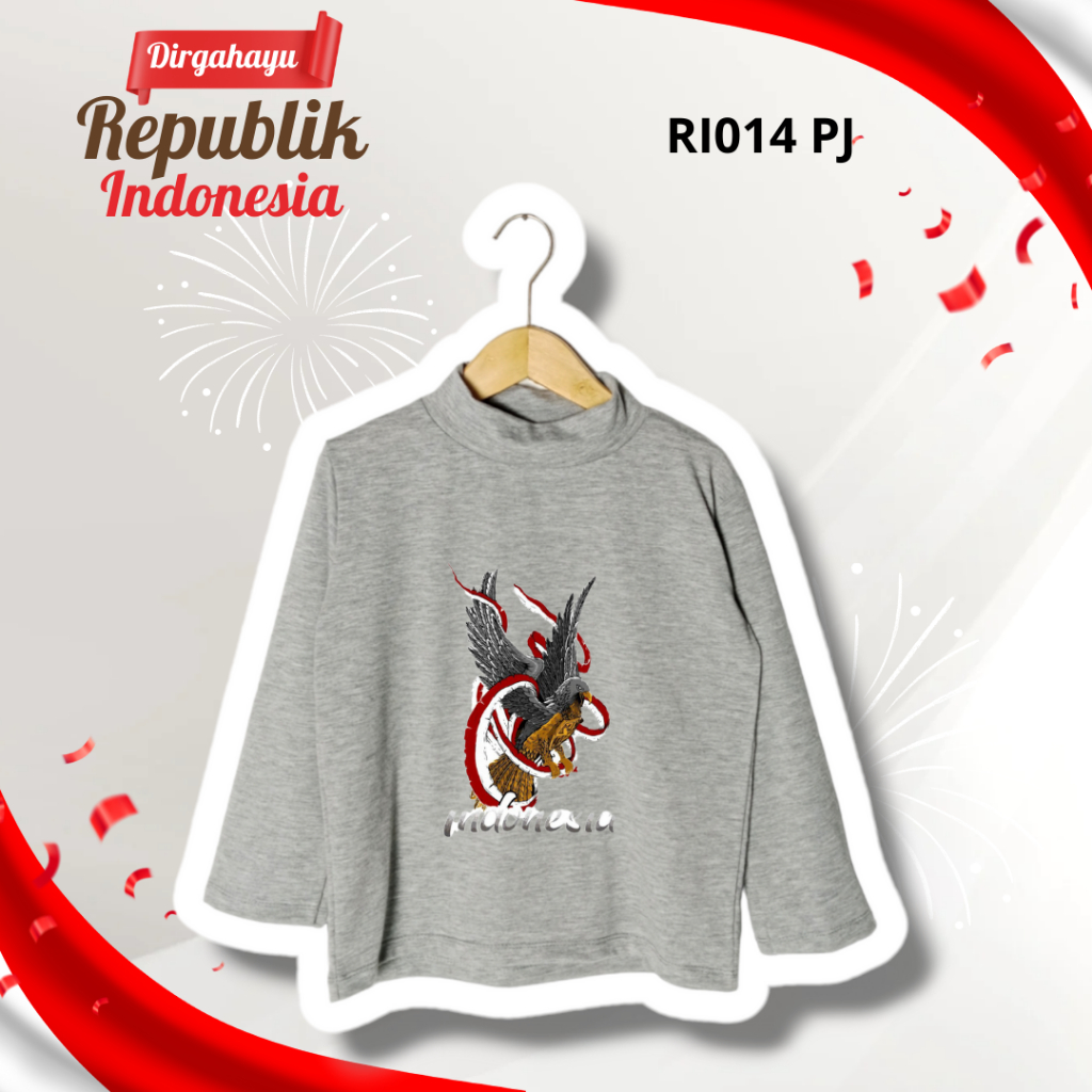 RI014 Atasan Lengan Panjang Turtle Neck - Baju Atasan Kaos Top Hijab Anak Perempuan Laki-laki Kerah 