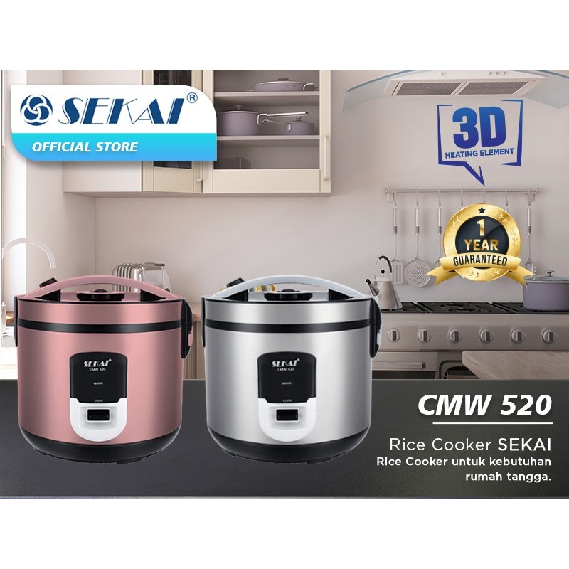 SEKAI Rice Cooker Stainless 1.8 Liter - CMW520 - 100% ORI