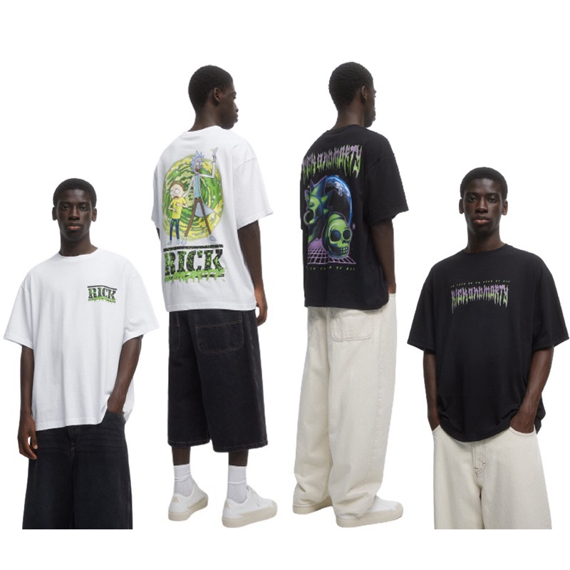 KAOS PULL AND BEAR X GRAPHIC TSHIRT  HITAM TUPAC