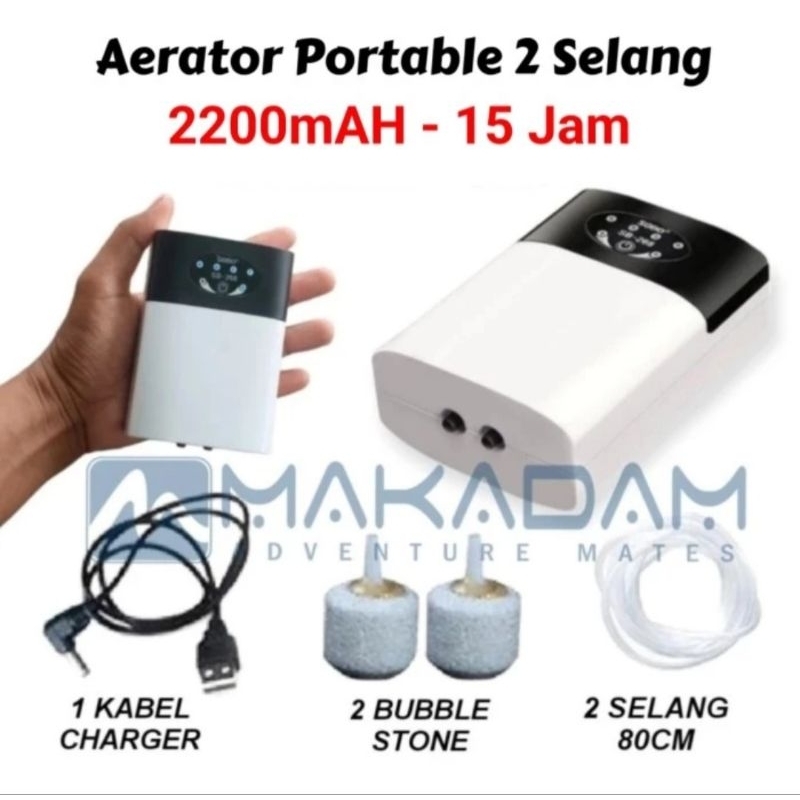 aerator pompa aquarium baterai charger portable umpan pancing hidup
