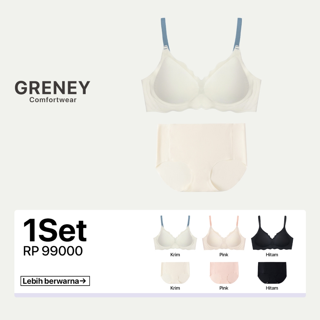 GRENEY-Gbras-Bra Set Gelombang Gesper 2 Push Up Bra Wanita busa tipis Tanpa Kawat