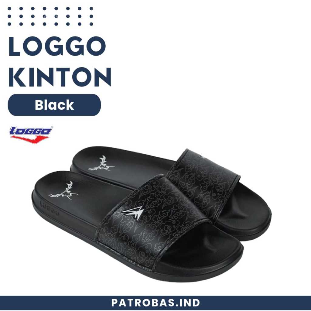 Loggo Sandal Slide Kinton Black Sendal Slop Casual Pria Hitam Original