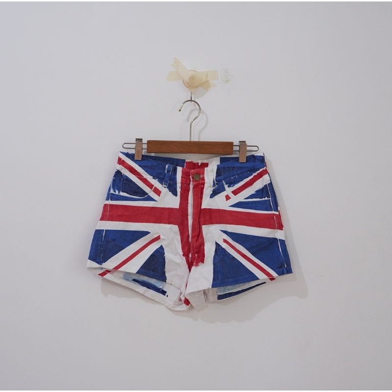 Flag Short Pants - Celana Pendek Biru Merah Putih Bendera - BAJU BEKAS BRANDED PRELOVED