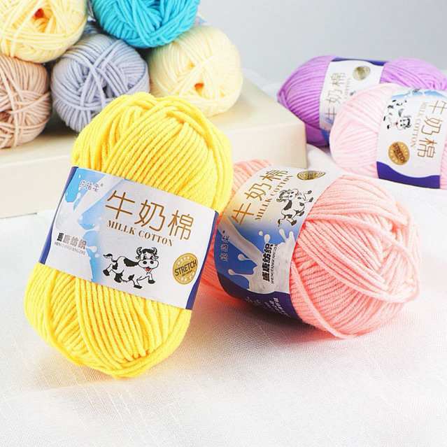Benang Rajut Katun Susu Impor 5 Ply | Milk Cotton Yarn | Crochet Yarn | Benang Rajut