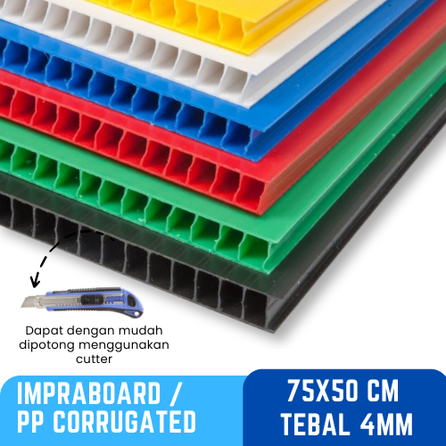 

Kilat Impraboard PP Corrugated Infraboard Tebal 4mm Ukuran 75x50cm