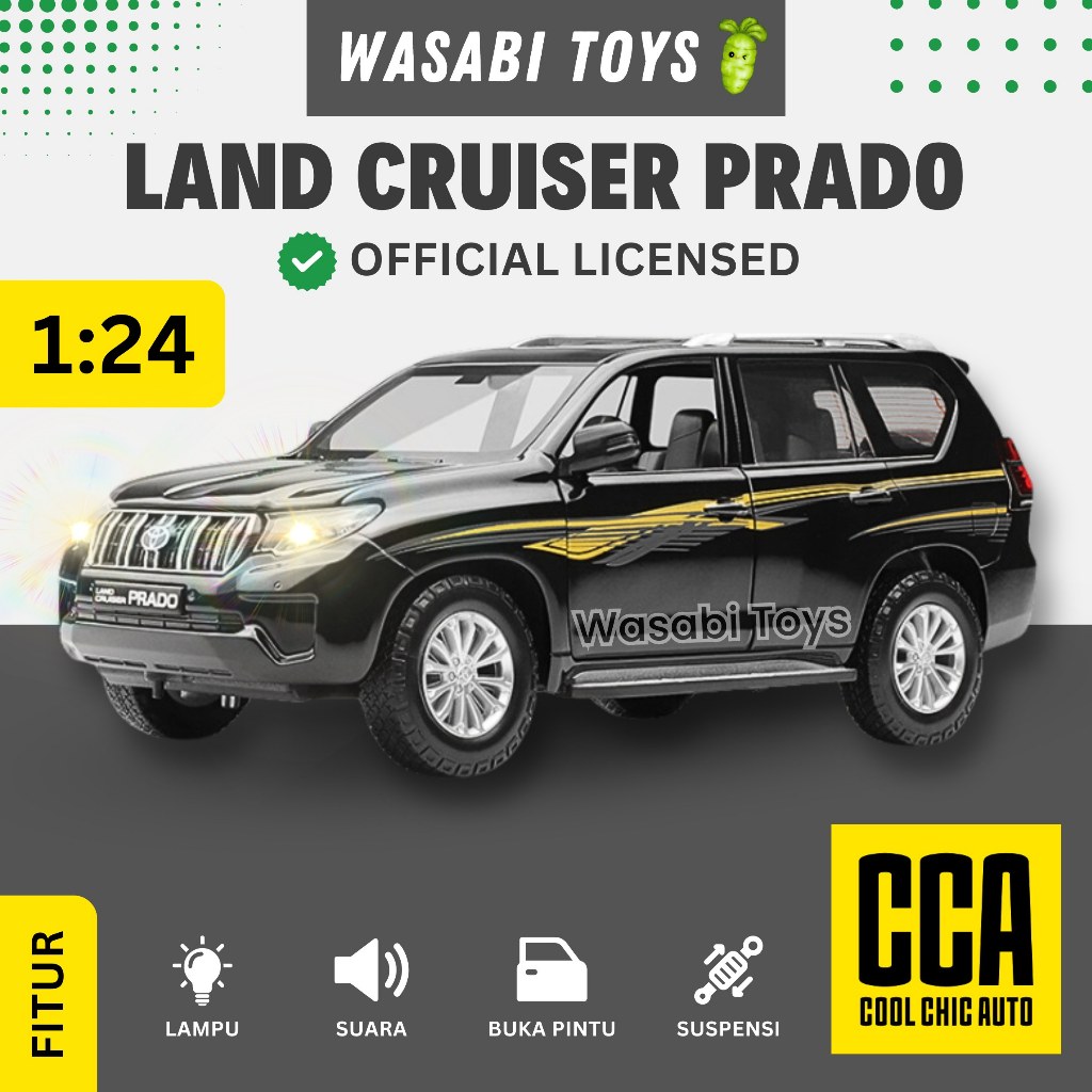 Diecast 1:24 Toyota Land Cruiser Prado Official Licensed CCA Cool Chic Auto (Bracket Box)