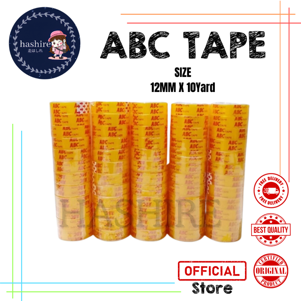 

SATU SLOP ( 12 PCS ) Selotip Isolasi Bening Kecil Tipis ABC Tape 12mm x 10m