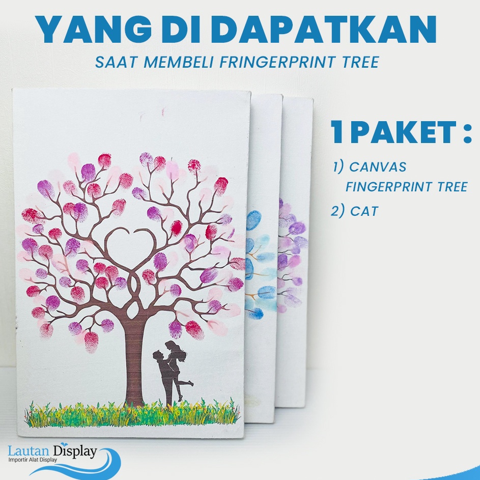 

Canvas Wedding Tree Fingerprint Kanvas Guest Book Lukisan Pohon Sidik Jari Buku Tamu Pernikahan Wedding Invitation 7x7 cm Tema Biru Pink Ungu Merah Rainbow Kanvas Jumbo