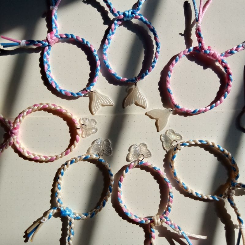 Gelang Tali Kepang Pastel | Gelang Tali Kupu Kupu Mermaid | Gelang Tali Couple