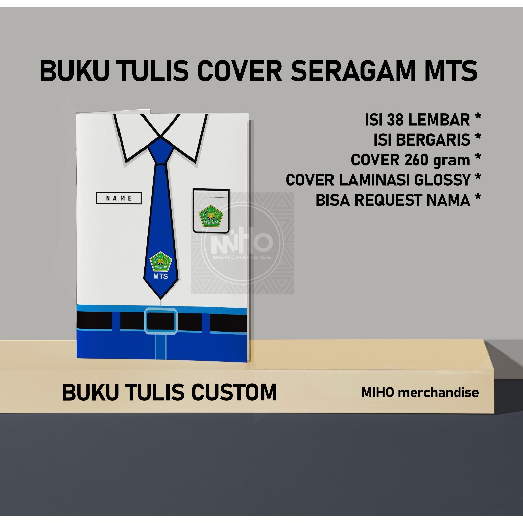 

BUKU TULIS SEKOLAH CUSTOM SERAGAM MTS (MADRASAH TSANAWIYAH) / UKURAN A5 / ISI KERTAS BISA CUSTOM