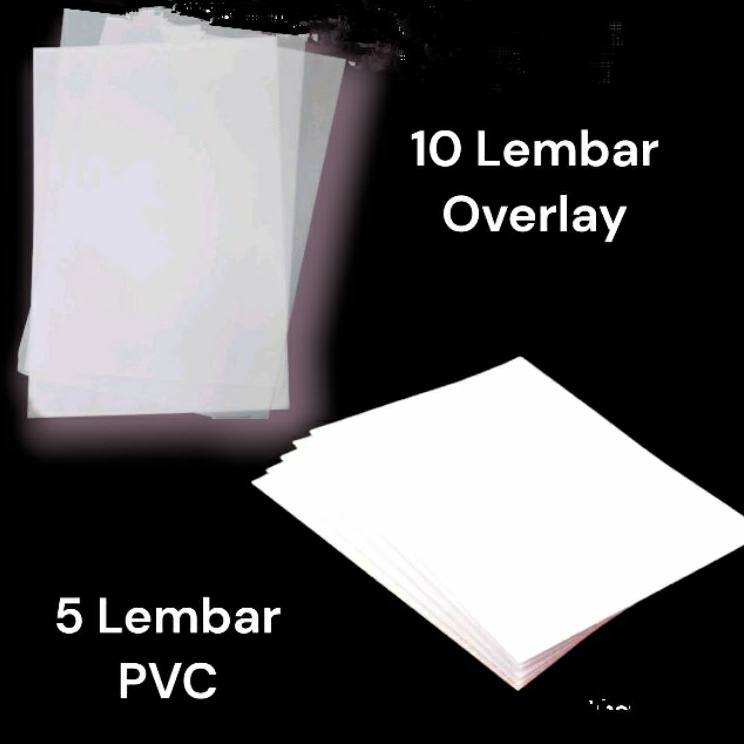 

1 set Bahan PVC ID card Overlay Lapisan tengah ukuran 2x3 cm inkjet isi 5 sheet 5 card