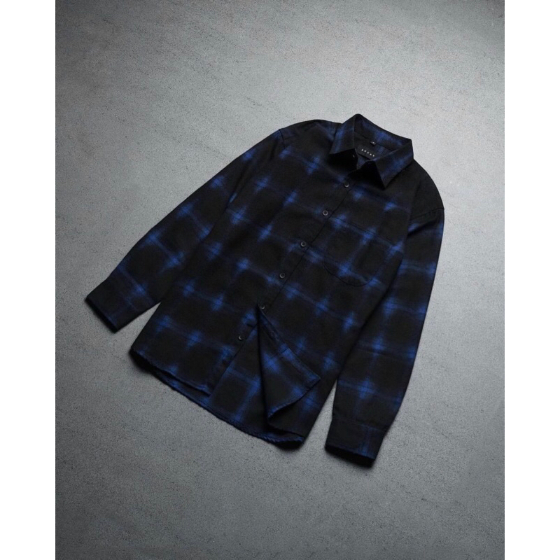 flannel rucas blue sapphire & rucas hand dye blue gradation & hoodie praedae auroras black