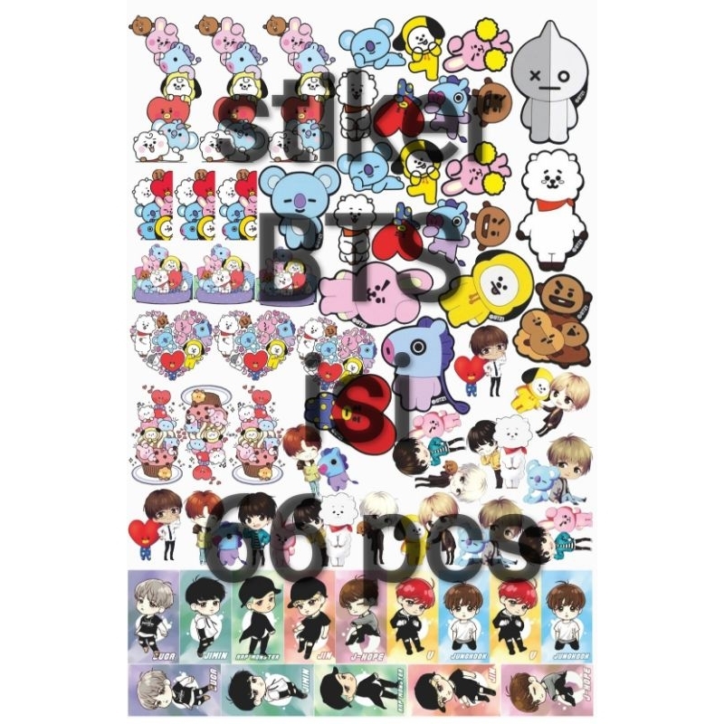 

stiker BTS army Bangtan 1 lembar isi 66 pcs