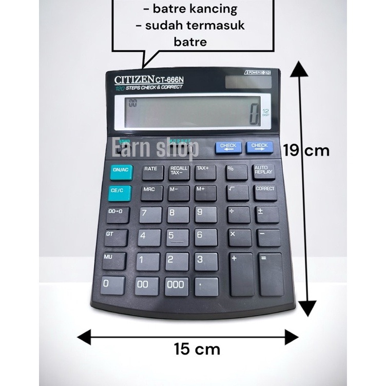 

Kalkulator Citizen CT666N 12 Digit Calculator Citizen CT 666 N