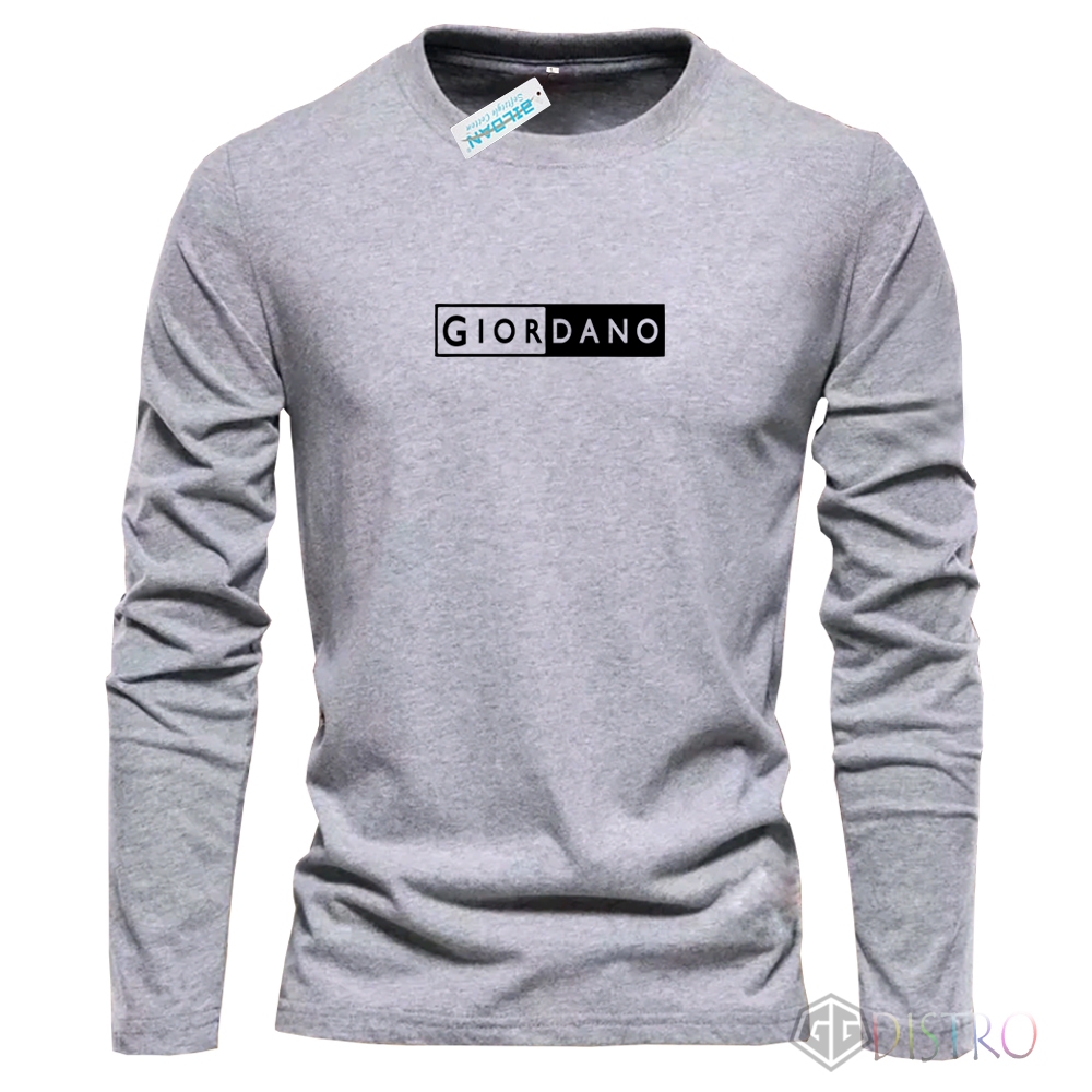 GG DISTRO T-Shirt pria Kaos Pria Dan Wanita Kaos distro Kaos Lengan Panjang Giordano Blok Motif Blac