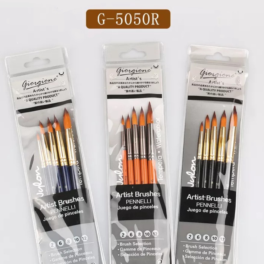 

Ready Giorgione Brush Set 5 pcs G55R Kuas Lukis Nylon