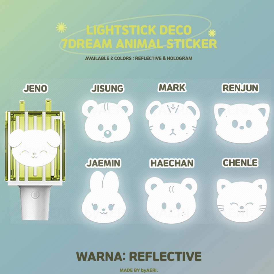 

Grosir DREAM ANIMAL LIGHTSTICK DECO STICKER REFLECTIVE HOLOGRAM n c t 7dream neobong initial name nama inisial reflektif