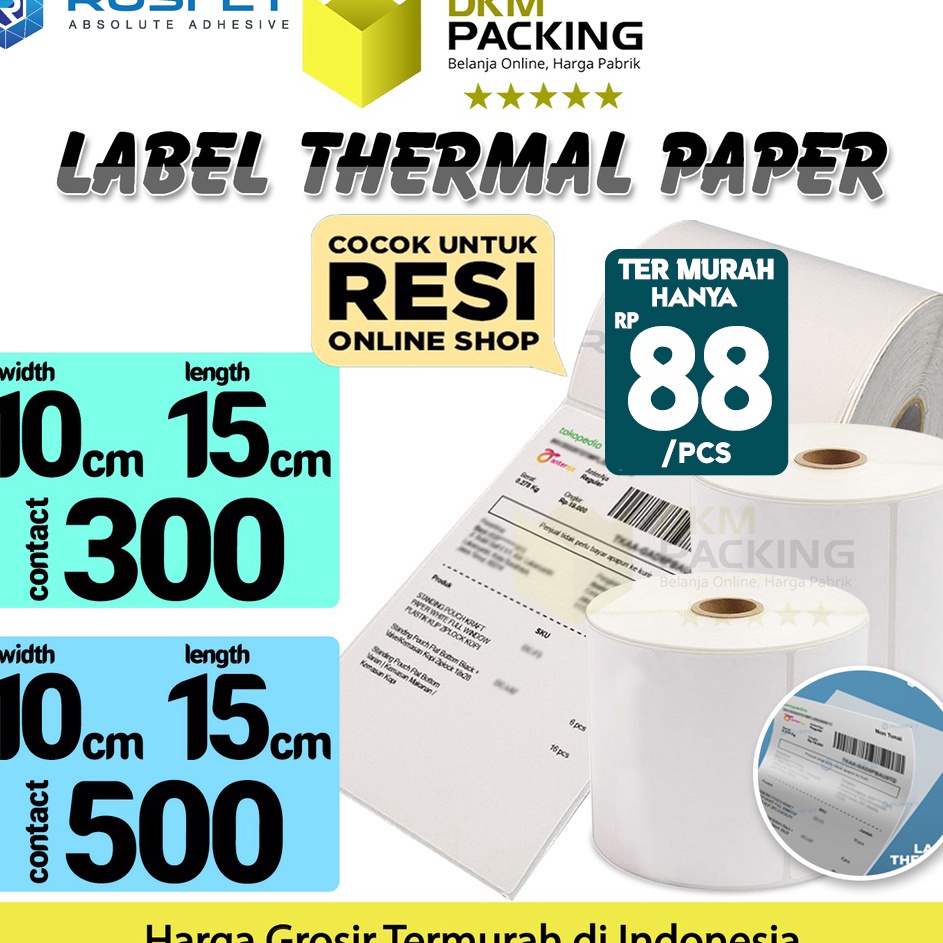 

Stiker Label Thermal Paper Sticker Barcode Resi A6 1x15cm 1x15mm RUSFET TERMURAH