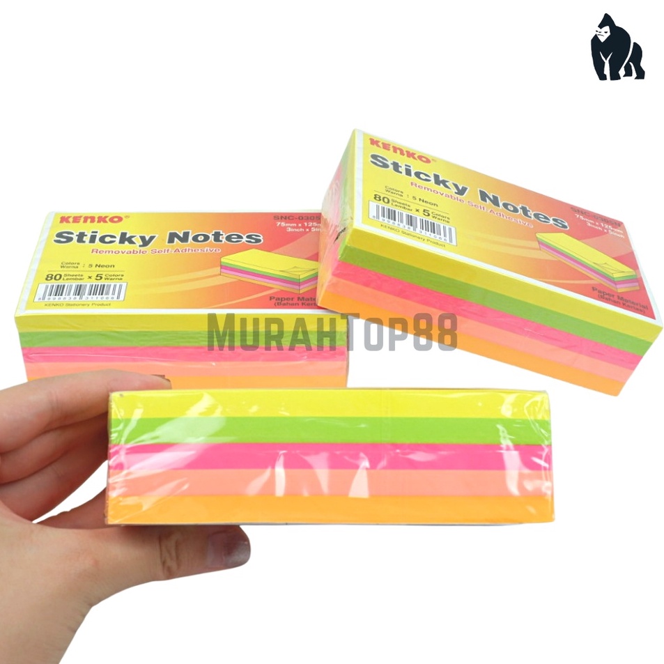 

Sticky Notes Kenko SNC35N 75 x 125 mm Kes Memo Tempel 5 Warna Warni Neon Colors Stick Note Rectangle