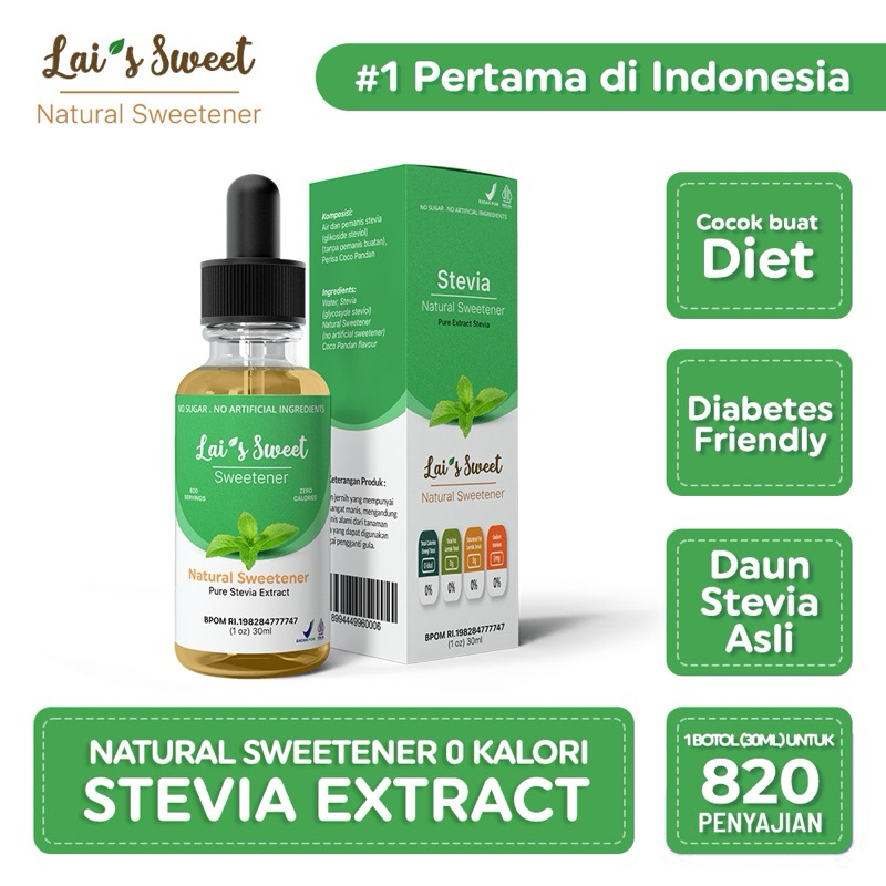 

Lais Sweet 30 ml Stevia Cair BPOM + HALAL