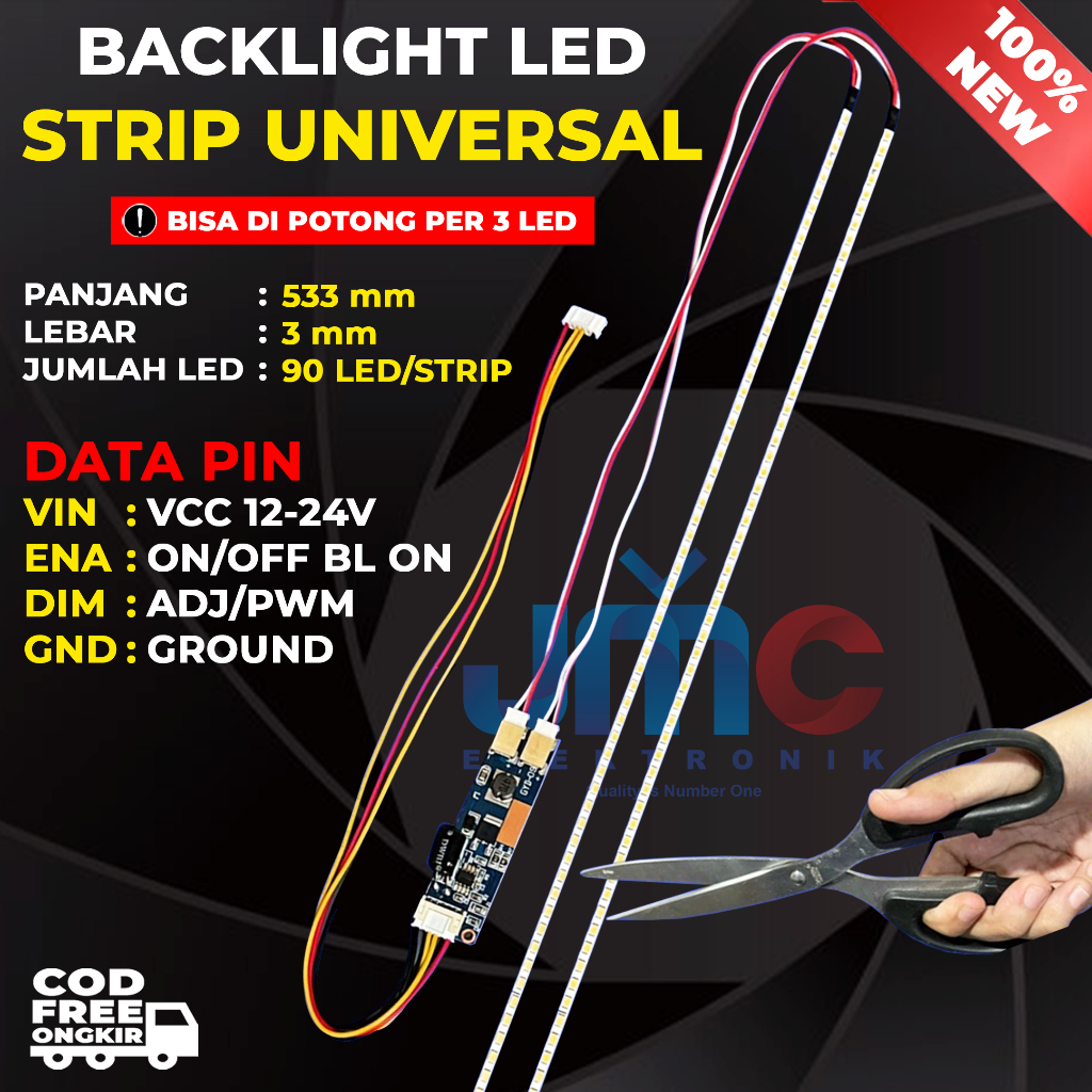 BACKLIGHT LED LIDI STRIP STRIPS UNIVERSAL MULTI PLUS INVERTER 533mm 3mm