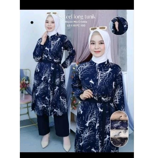 set celana long tunik