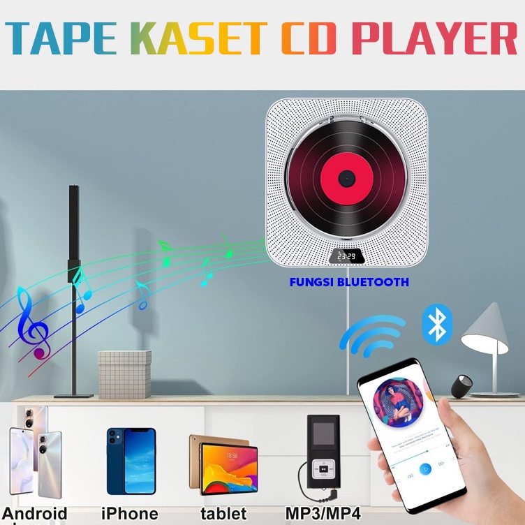 KODE U65R Cd Player Pemutar Hitam Pemutar CD Dari Dinding Stereo Home Pemutar CD Pemutar Musik Porta