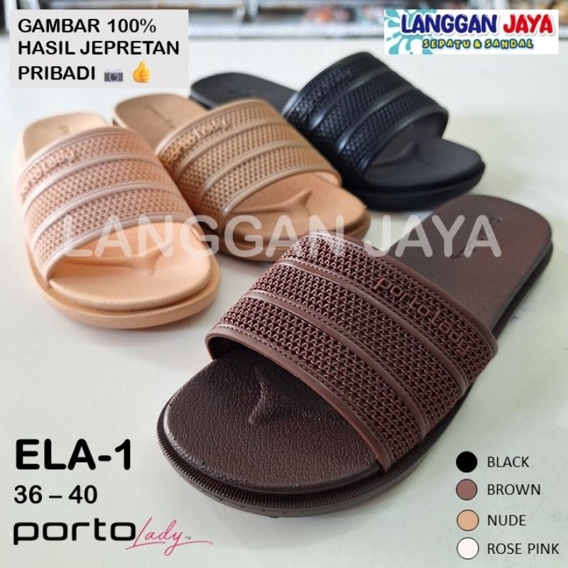 Sandal Karet Selop Wanita Anti Licin Ringan Empuk Terbaru OOTD Viral PORTO LADY ELA-1 Bandung COD