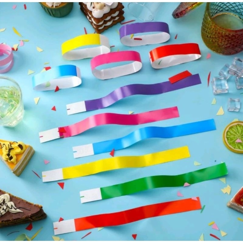 

HJK GELANG TIKET ANTI AIR UNTUK EVENT, WAHANA, LANYARD ISI 100PCS