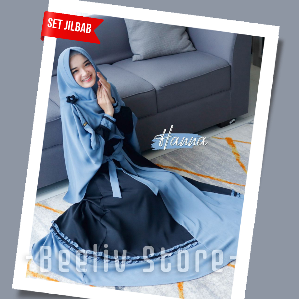 Gamis Muslimah Syari Sederhana Elegan Hanna Set Jilbab by SS Hijab