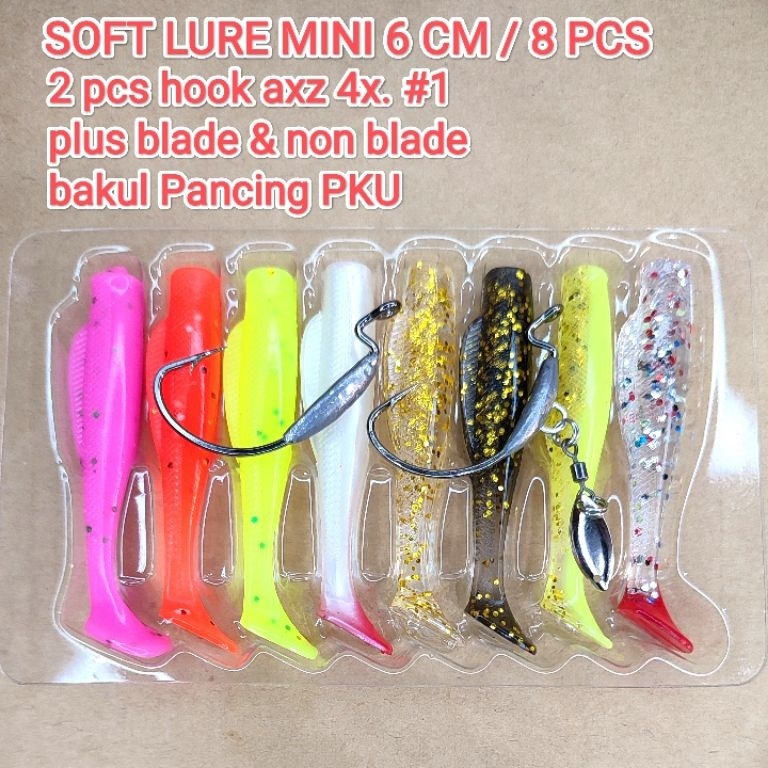 SOFT LURE MINI 6cm  HOOK AXZ 4X softlure softlur soflur sof lur umpan silikon umpan dalam umpan cast